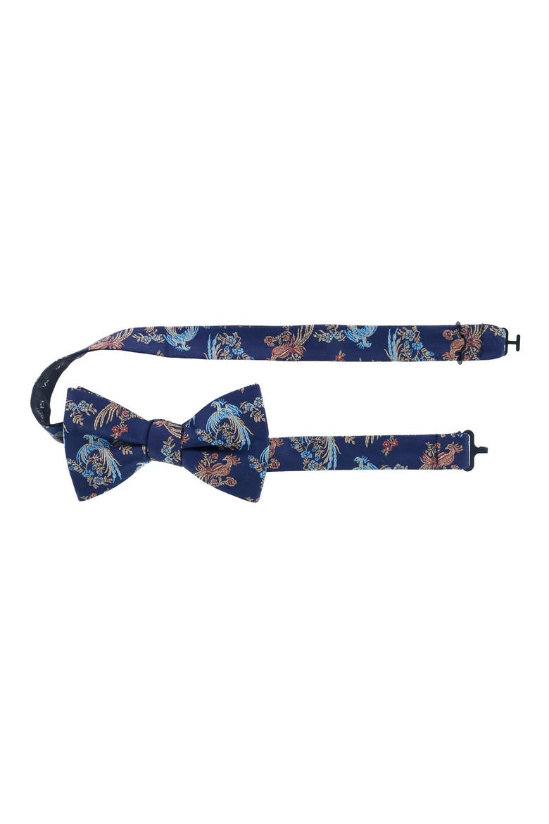 Birds of Prosperity Silk Bow Tie, Alternate, color, NAVY