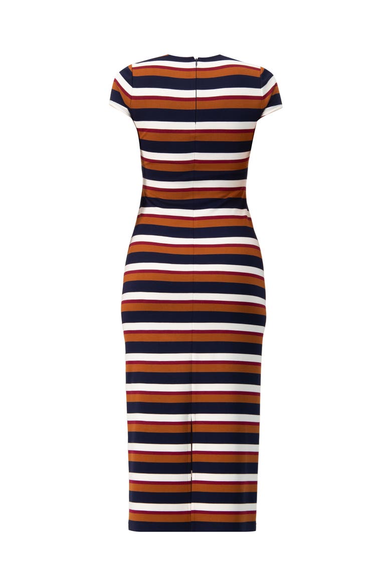 Long Wide Stripes Cap Sleeve Dress, Alternate, color, Multi-Brown
