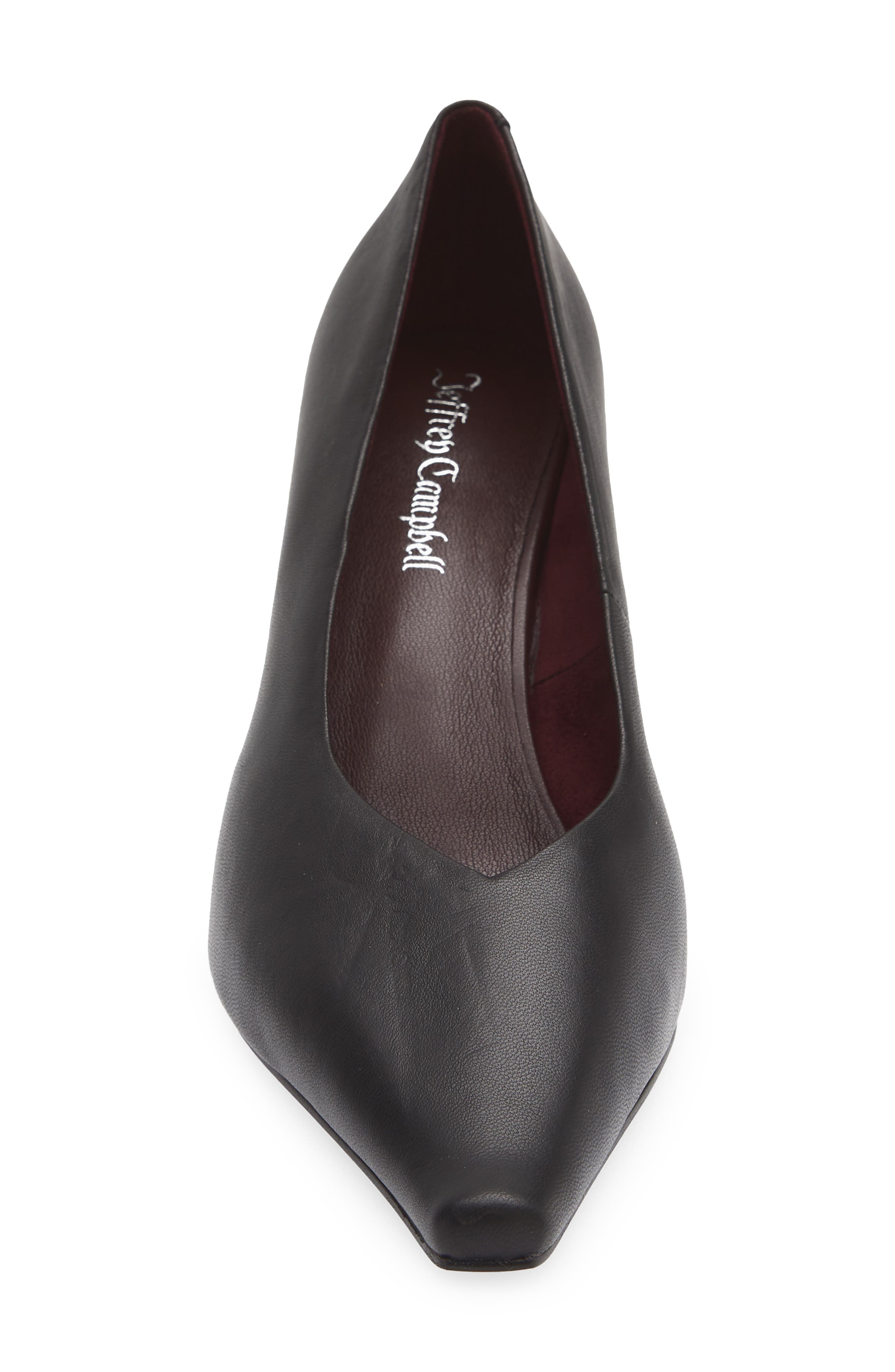 Campaign Leather Pointed Toe Pump, Alternate, color, BLACK