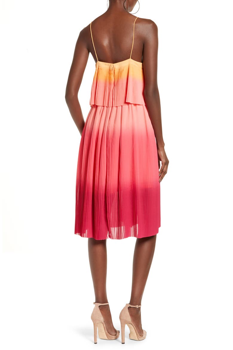 Pleated Sundress, Alternate, color, OMBRE CORAL WASH