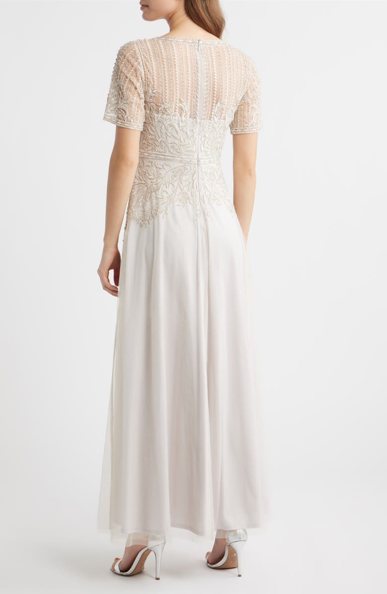 Pisarro Nights Bead Embellished Evening Gown, Alternate, color, Champagne