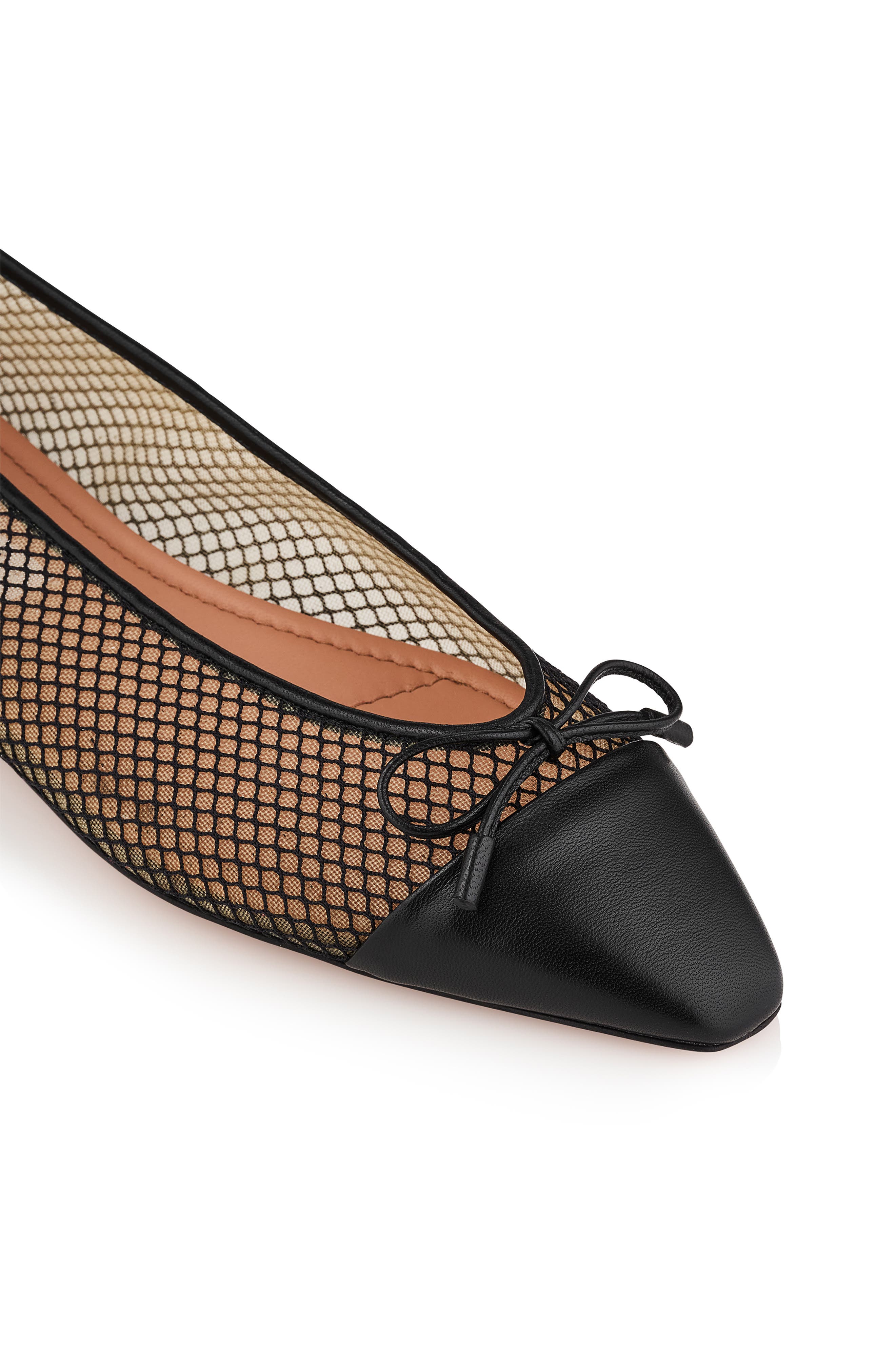 Aquazzura Gioia Cap Toe Ballet Flat, Alternate, color, Black