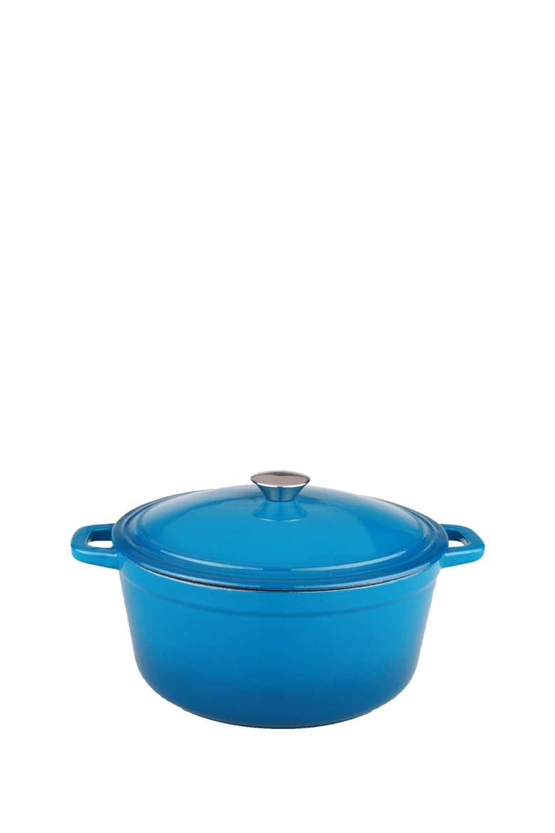 Cast Iron Blue 5 Qt. Covered Casserole Dish, Main, color, BLUE