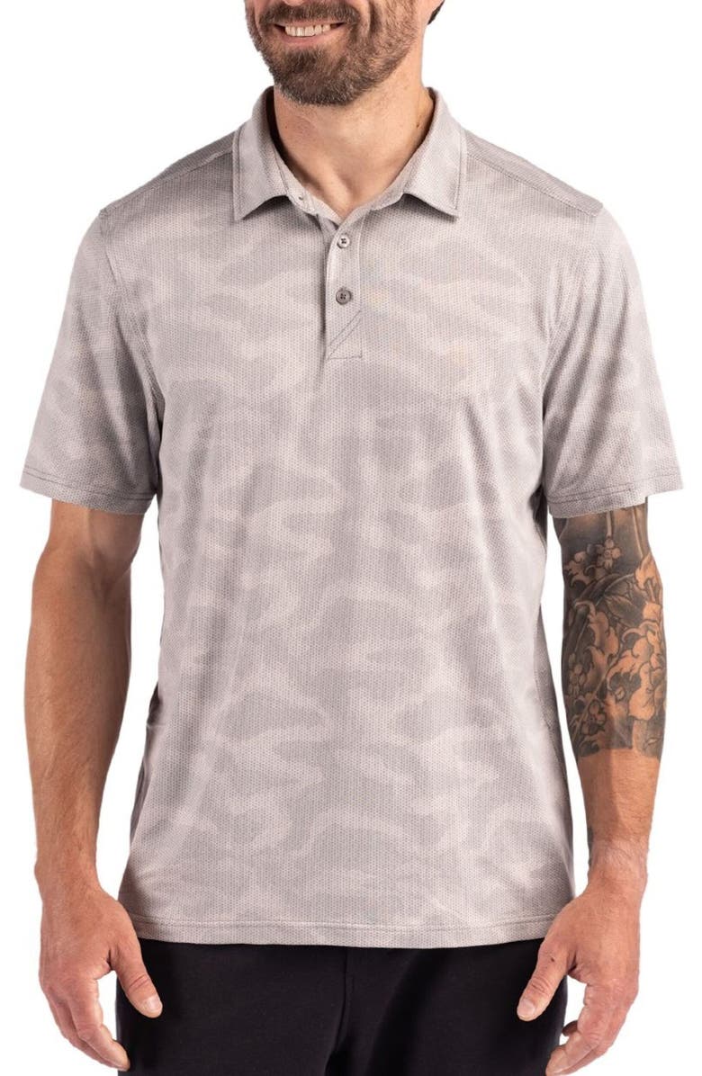 Cutter & Buck Epic Comfort Camo Regular Fit Polo, Main, color, Concrete