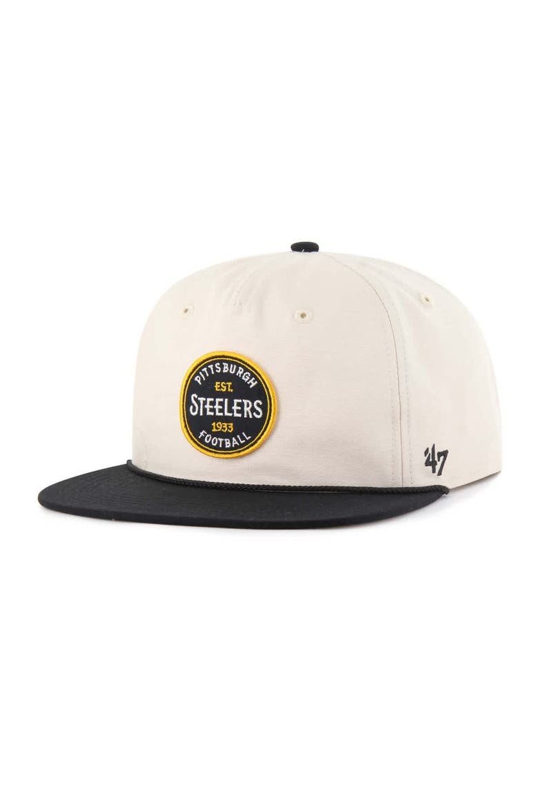 Men's '47  Natural Pittsburgh Steelers Payson Captain Adjustable Hat, Main, color, Natural