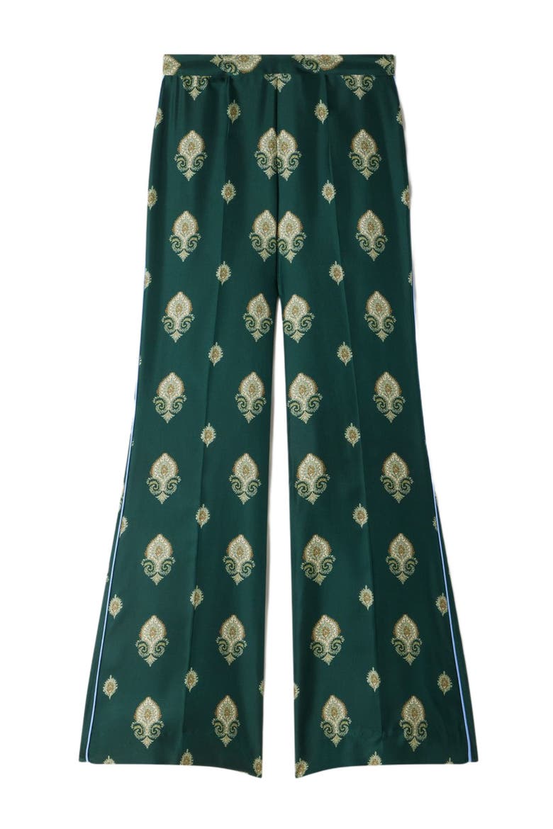 Paisley-print floaty trousers, Alternate, color, Green