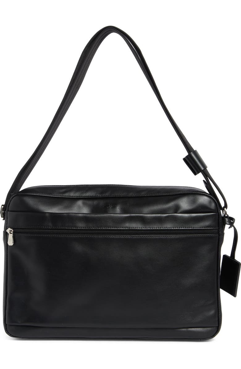 Longchamp Baxi Leather Messenger Bag, Alternate, color, Black