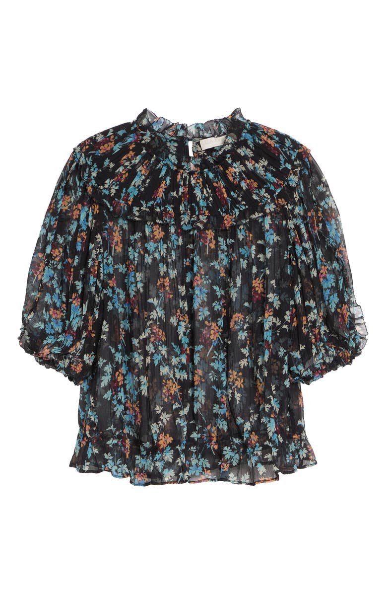 Ulla Johnson Solenne Puff Sleeve Silk Top, Alternate, color, Nightshade