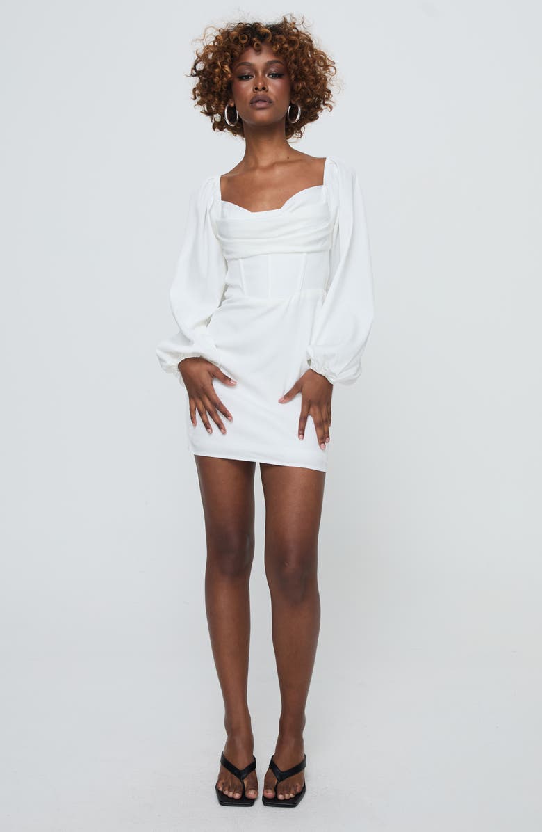 Princess Polly Lillie Long Sleeve Minidress, Alternate, color, White