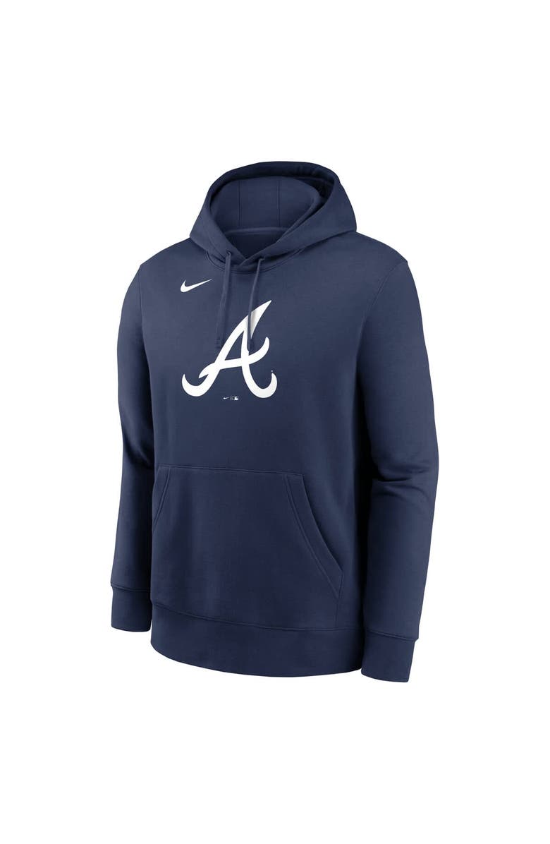 Nike Men's Nike Navy Atlanta Braves Logo Club Fleece Pullover Hoodie, Alternate, color, 