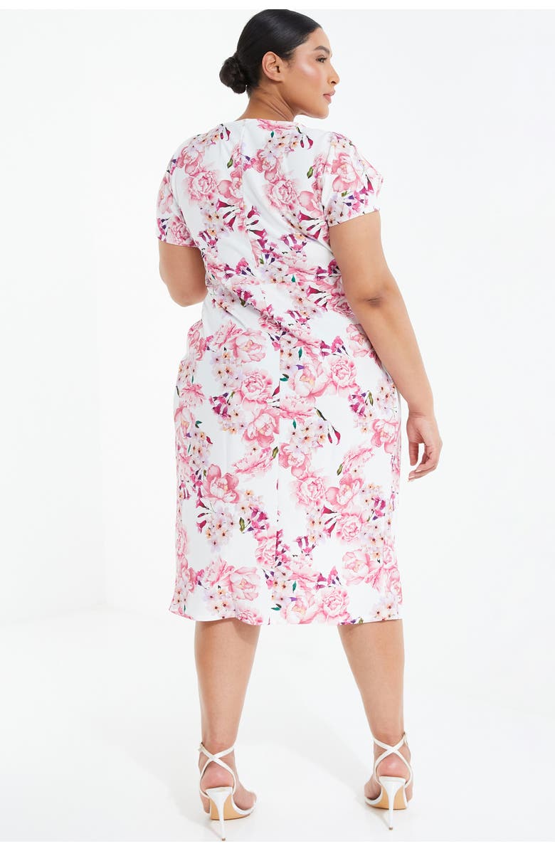 QUIZ Plus Size Floral Scuba Crepe Wrap Maxi Dress, Alternate, color, White