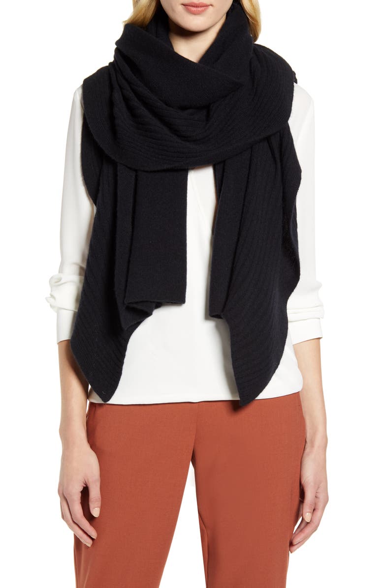 Nordstrom Rib Ruffle Cashmere Scarf, Main, color,