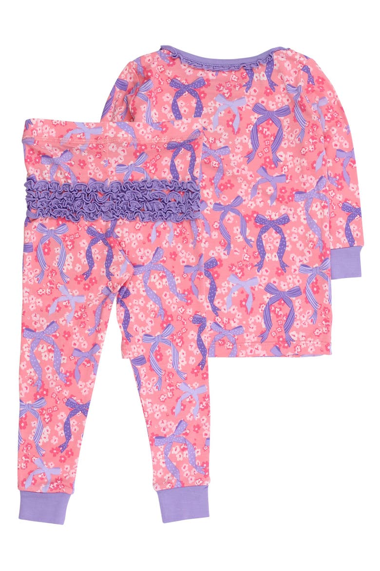 Ruffle Long Sleeve Pajama Set, Signature Rear Ruffles, Alternate, color, Bow Besties