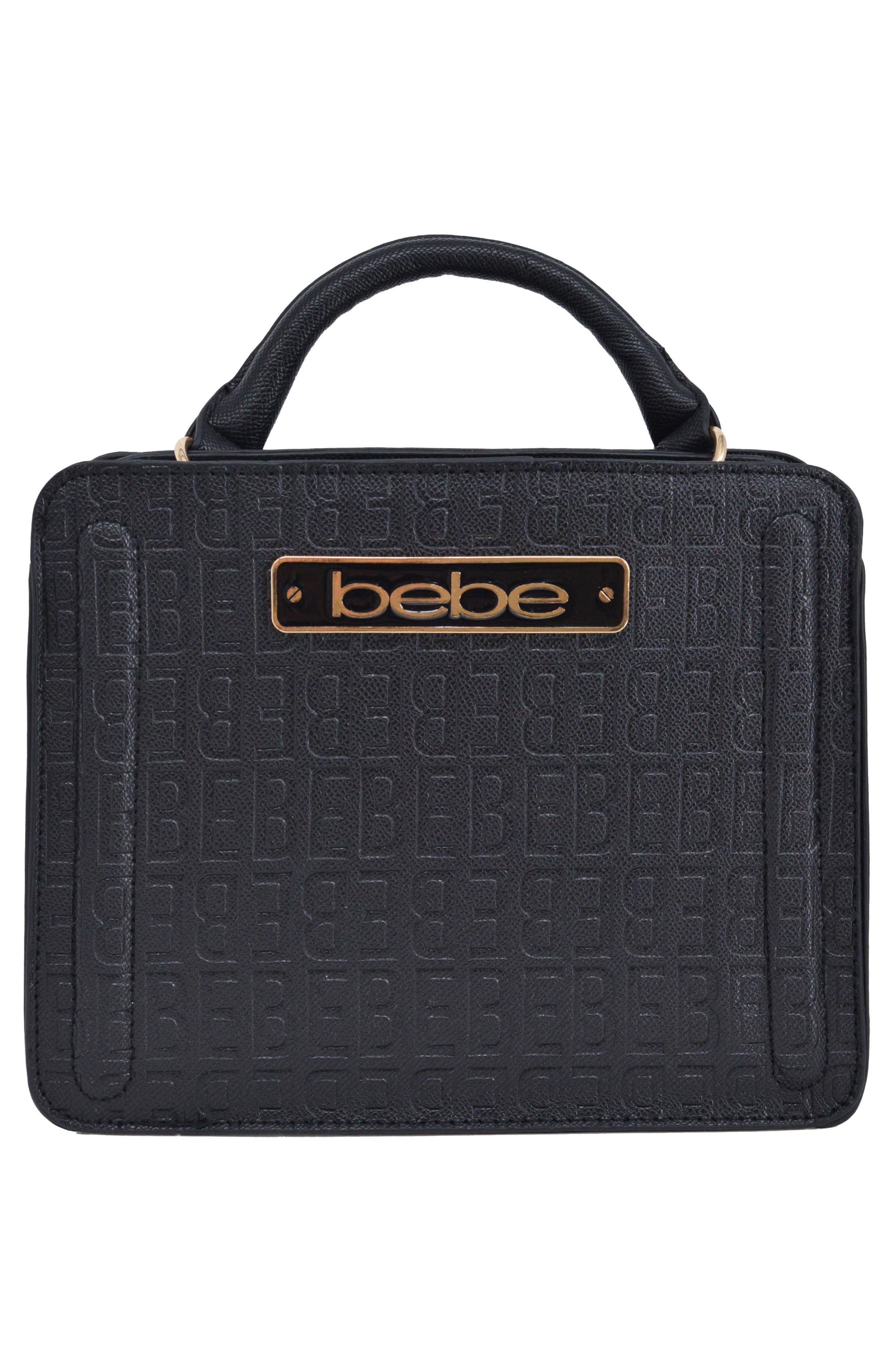 bebe Thea Small Satchel with Card Wallet, Alternate, color, Black