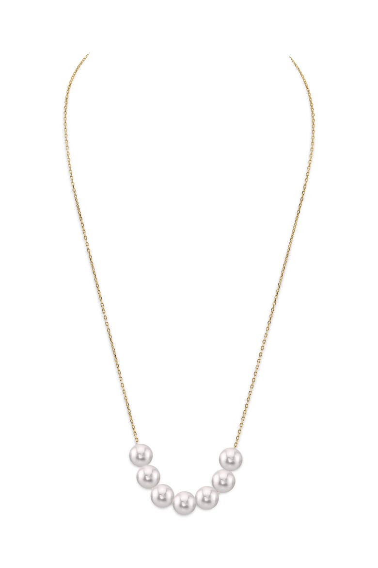 Japanese Akoya Pearl 14K Gold Tincup Celeste Necklace, Main, color, Yellow Gold Chain