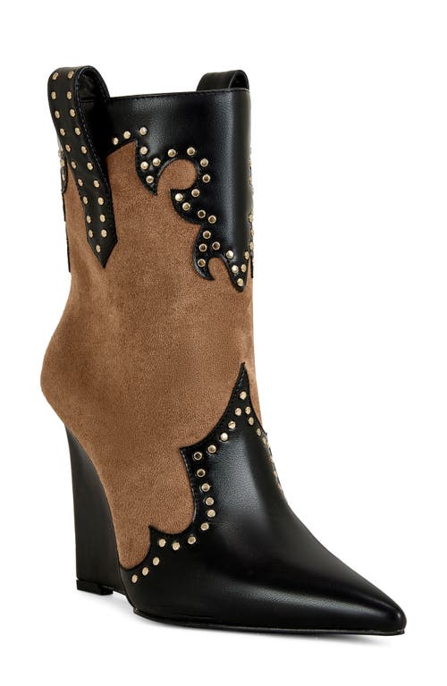 Azalea Wang Talulah Western Wedge Bootie In Animal Print