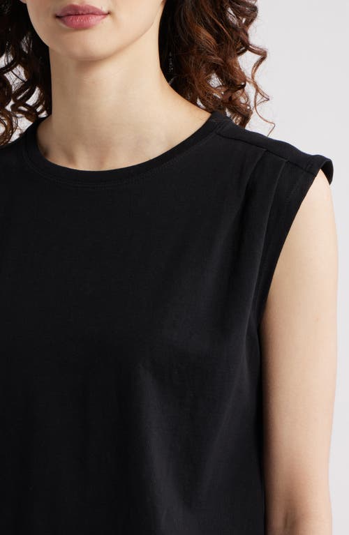 Treasure & Bond Pleat Shoulder Cotton Tank In Black