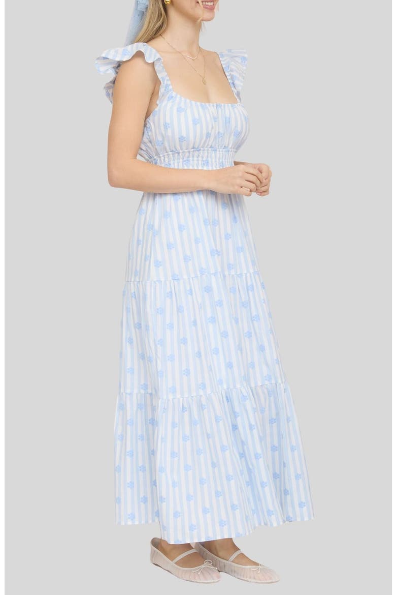 Ditsy Tiered Midi Dress, Alternate, color, LIGHT BLUE