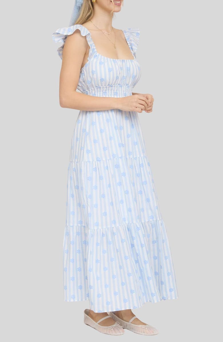 Blu Pepper Ditsy Tiered Midi Dress, Alternate, color, 