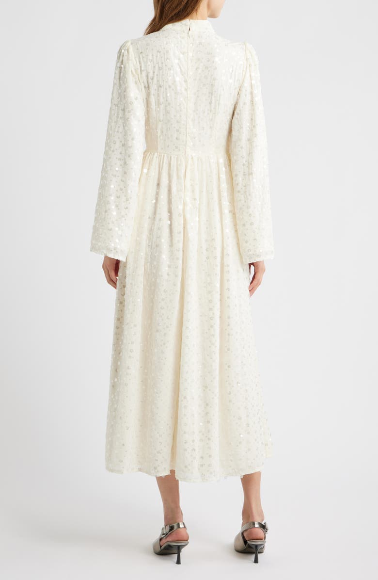 Sister Jane Reel Embellished Long Sleeve Maxi Dres, Alternate, color, Ivory