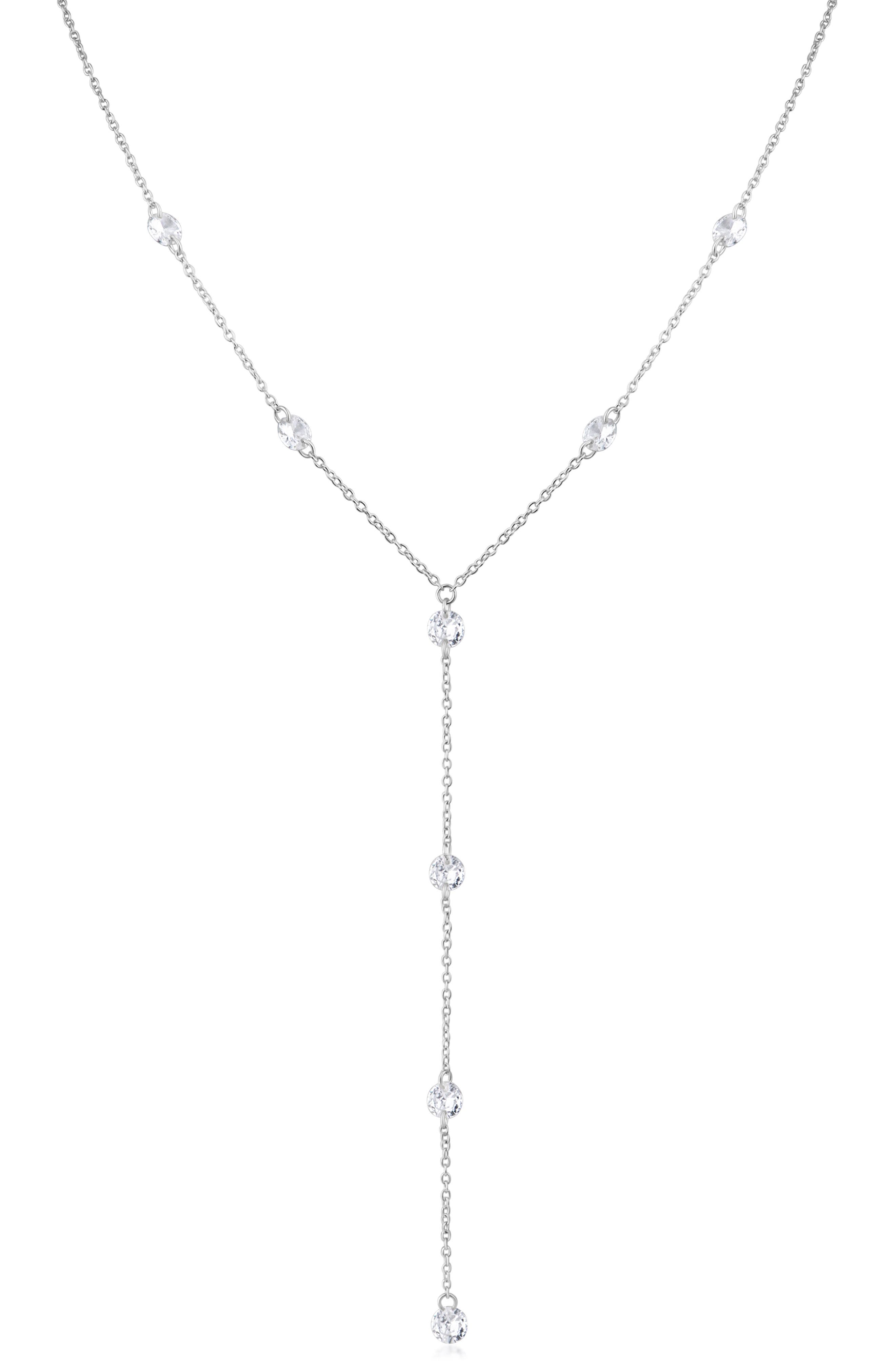 Round Cubic Zirconia Station Y-Necklace