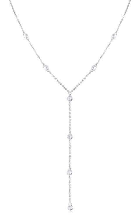 Round Cubic Zirconia Station Y-Necklace