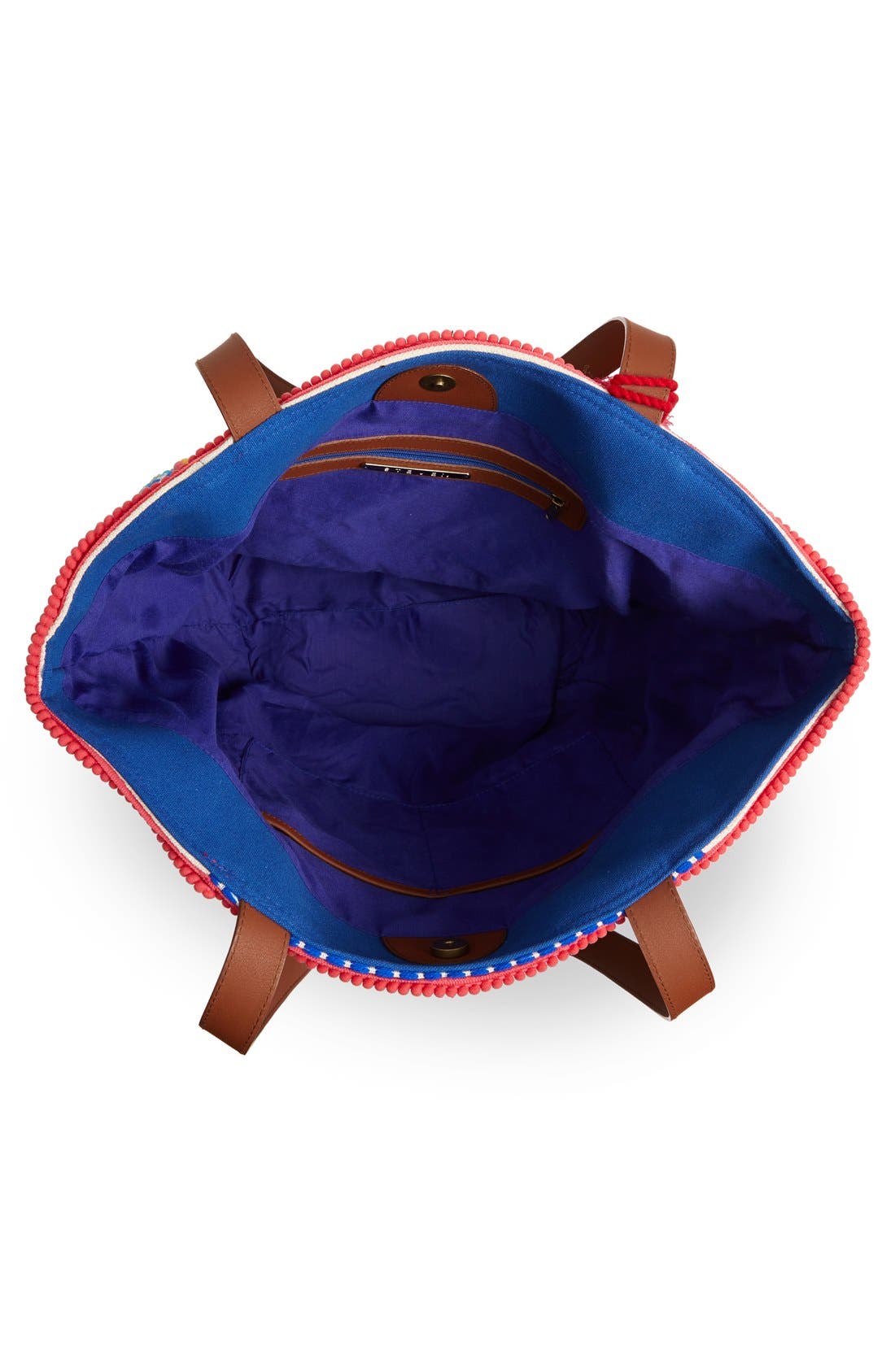 STEVEN by Steve Madden Embroidered Pompom Tote, Alternate, color, 