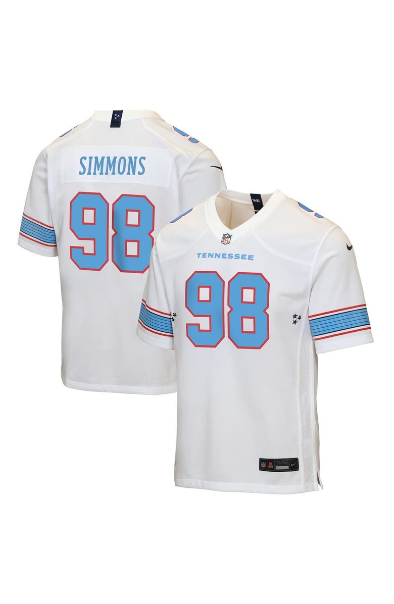 Nike Youth Nike Jeffery Simmons White Tennessee Titans Game Jersey, Main, color, White