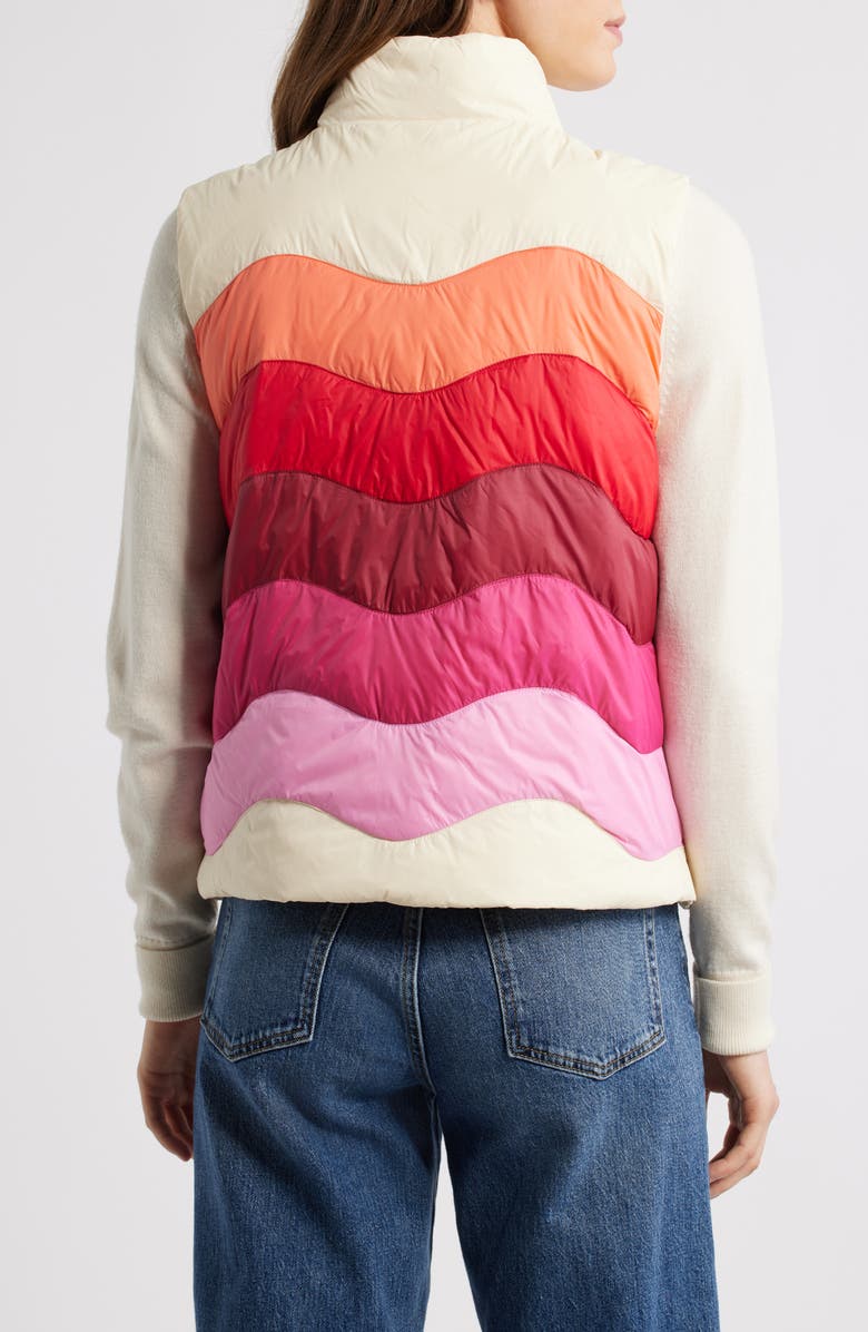 Marine Layer Sunset Puffer Vest, Alternate, color, Warm Wave
