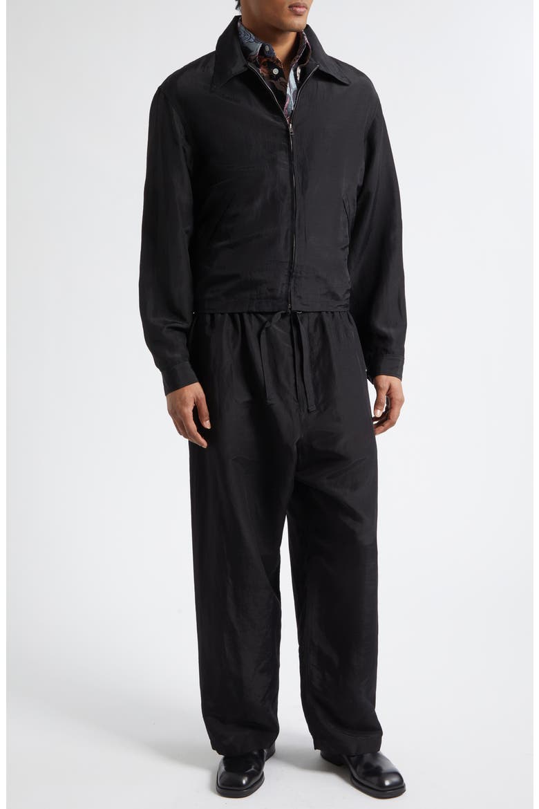 Linen Blend Pajama Pants, Alternate, color, BLACK
