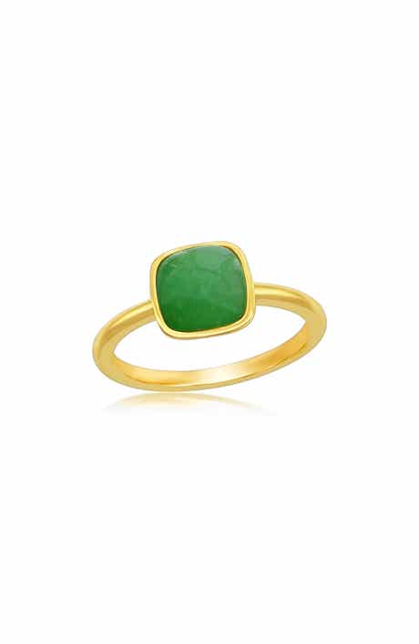 SIMONA Cushion Jade Solitaire Ring