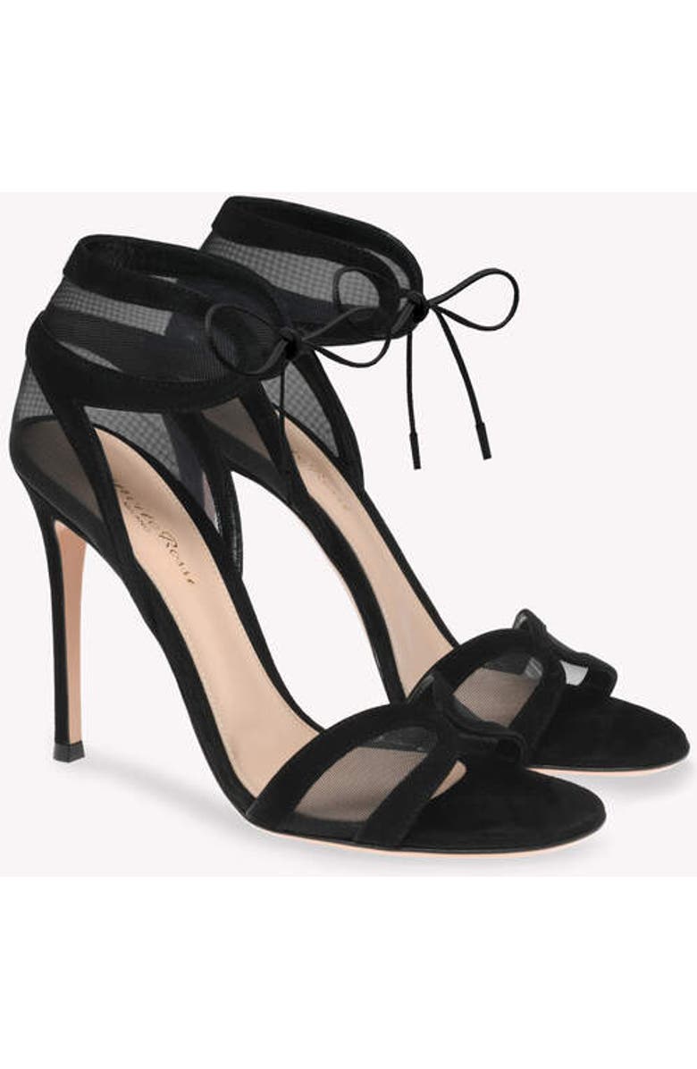 Gianvito Rossi Falene Sandals, Alternate, color, Black Fabric And Suede