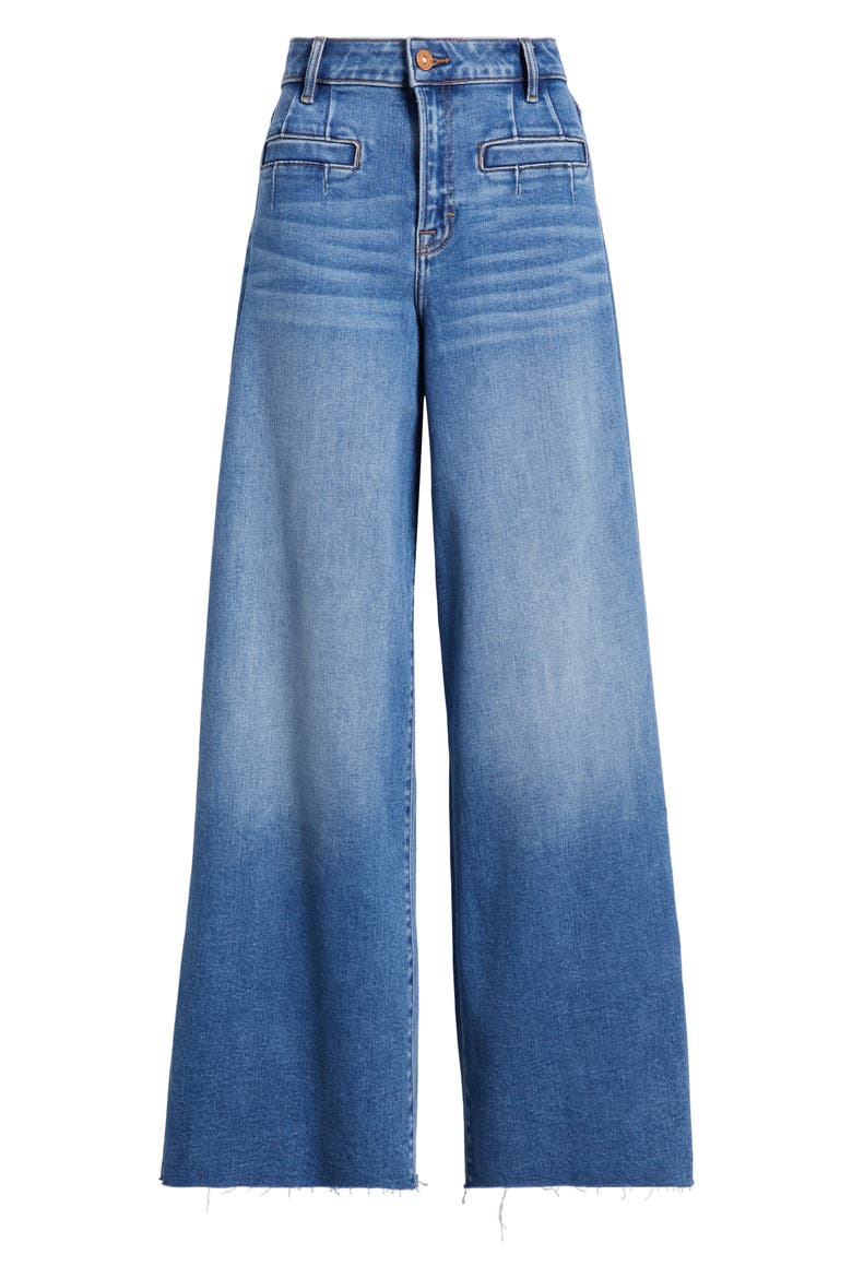 Welt Pocket Super High Waist Wide Leg Jeans, Alternate, color, DARK WASH