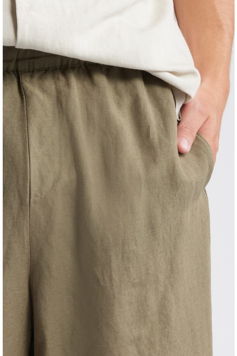 Wide Leg Linen Blend Shorts, Alternate, color, KHAKI