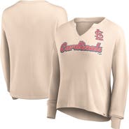 FANATICS Women's Fanatics Branded Cream St. Louis Cardinals Go For It Waffle Knit Long Sleeve Notch Neck T-Shirt