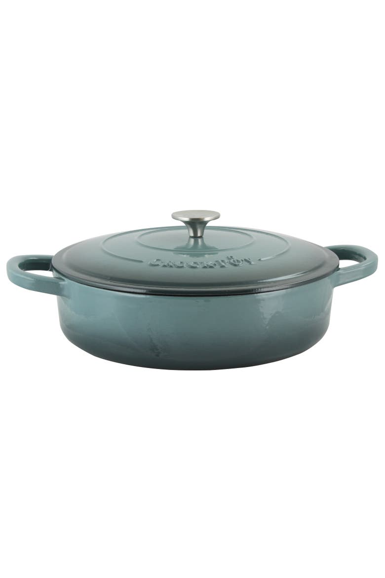 Enameled 5 Quart Cast Iron Round Braiser Pan with Self Basting Lid, Alternate, color, Grey