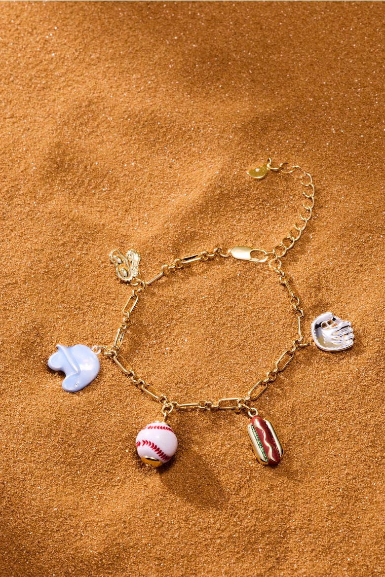 'Take Me Out to the Ballgame' Baseball Charm Bracelet, Alternate, color, Brass Two Tone