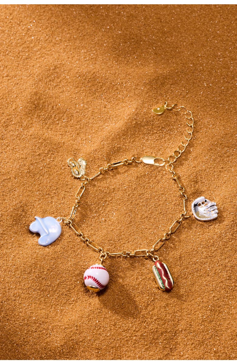 Alex and Ani 'Take Me Out to the Ballgame' Baseball Charm Bracelet, Alternate, color, Brass Two Tone