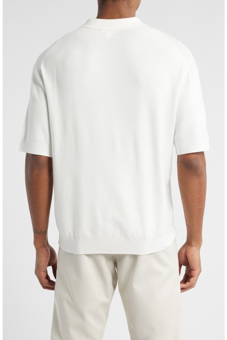 Textured Stitch Short Sleeve Polo Sweater, Alternate, color, WHITE