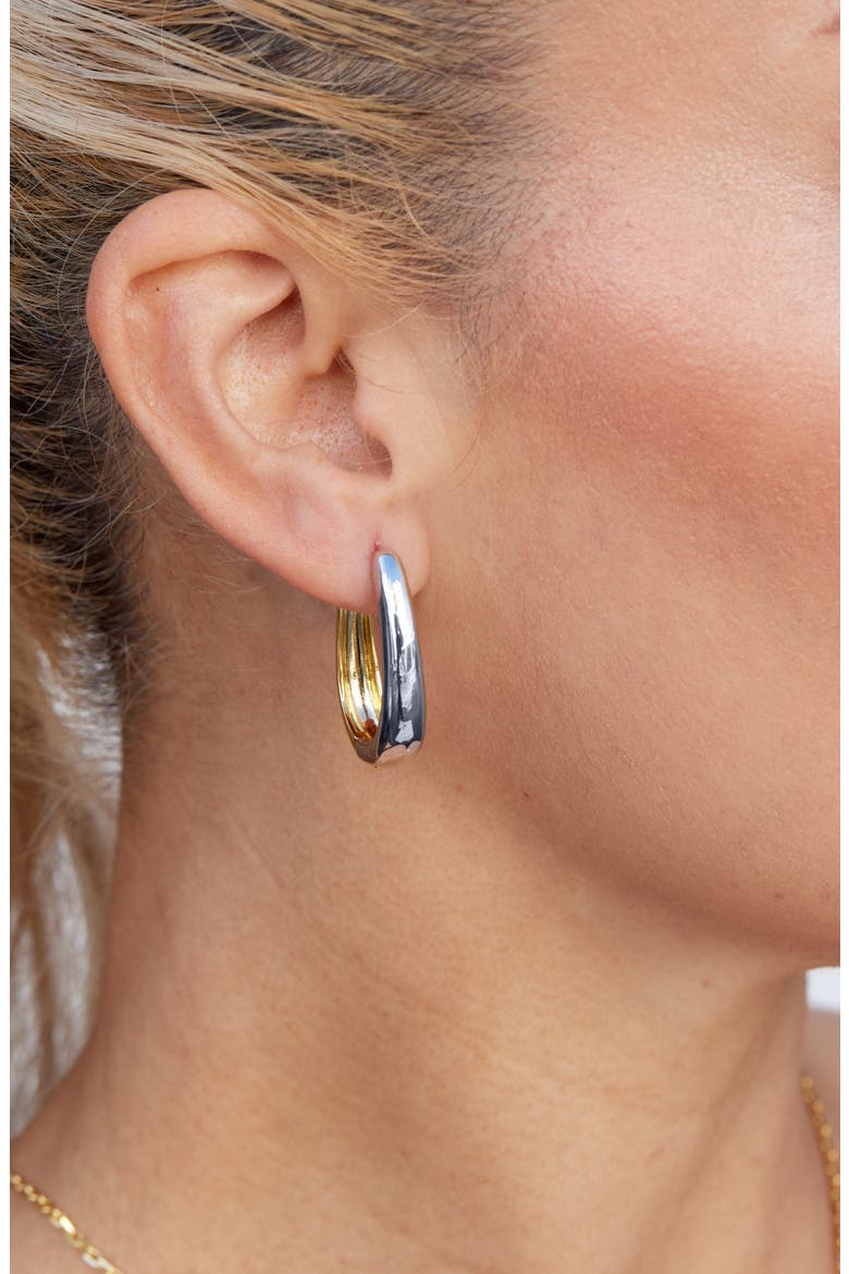 Two-Tone Reversible Oval Hoop Earrings, Alternate, color, TWO-TONE