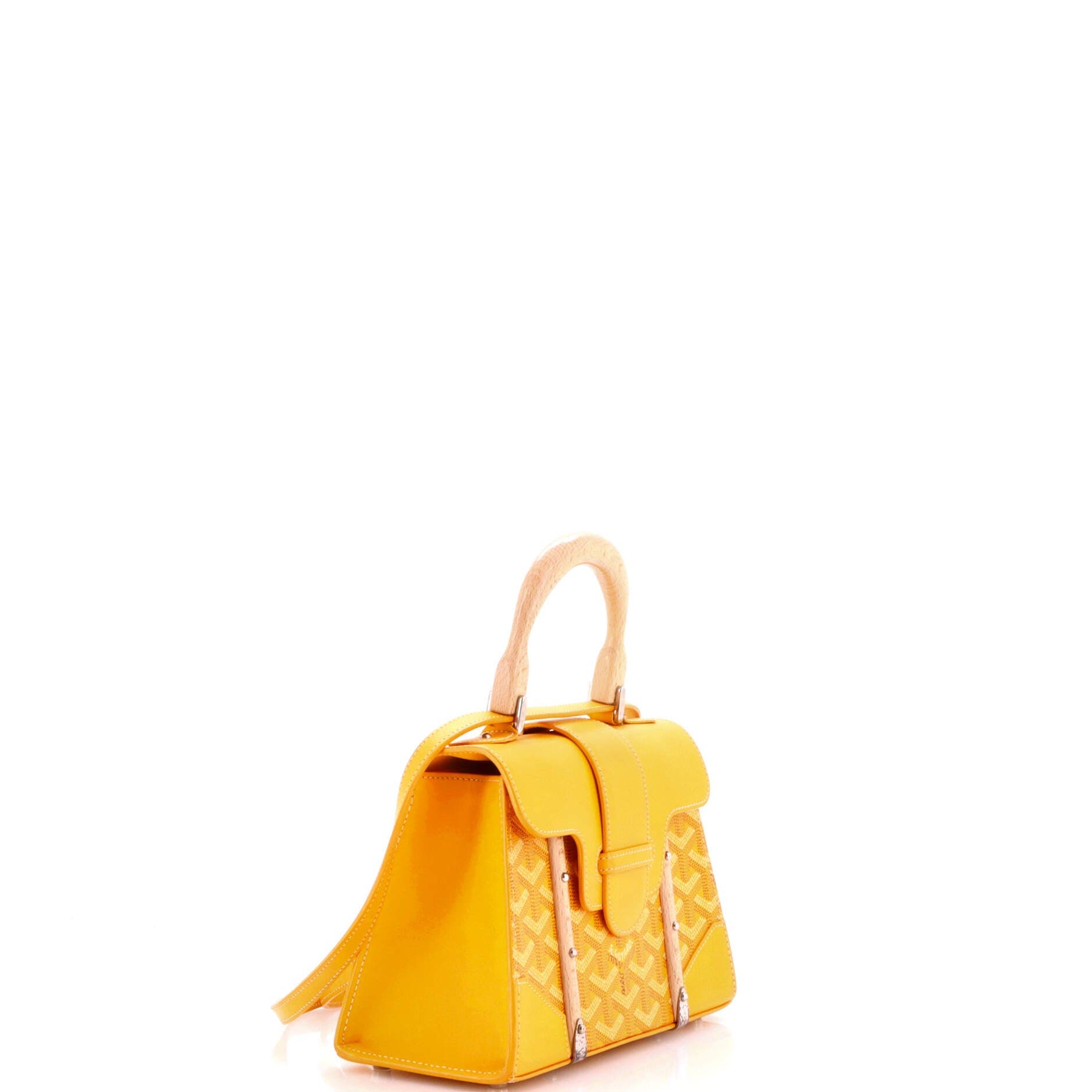 Pre-Owned Goyard Structured Saigon Top Handle Bag Coated Canvas with Leather Mini, Alternate, color, Yellow