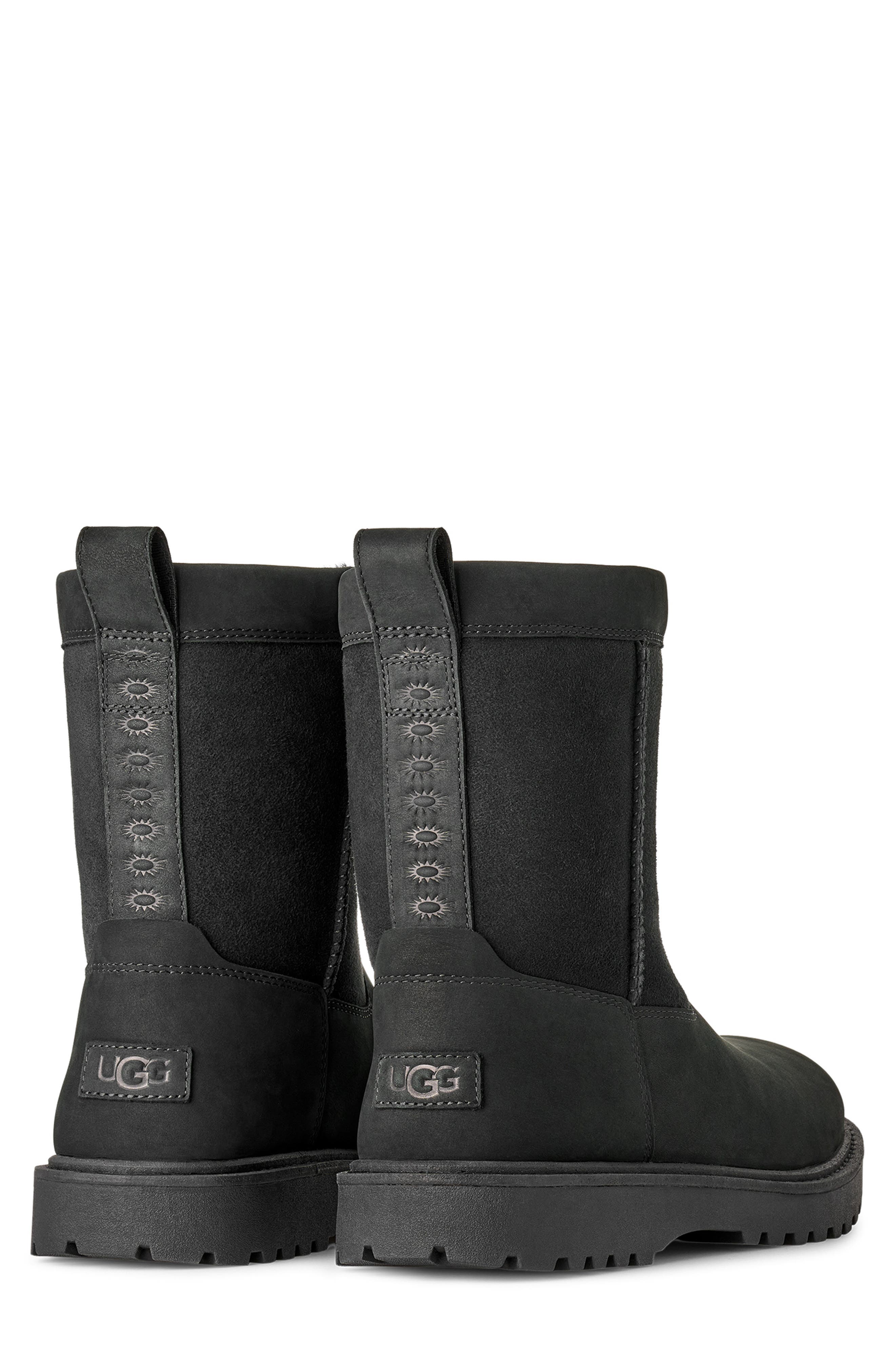 Birch II Waterproof Leather & Genuine Shearling Boot, Alternate, color, BLACK