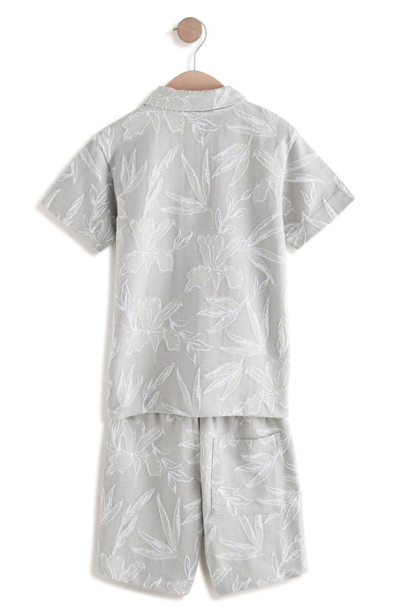 NEXT Kids' Floral Jacquard Cotton Polo & Shorts Set, Alternate, color, Grey