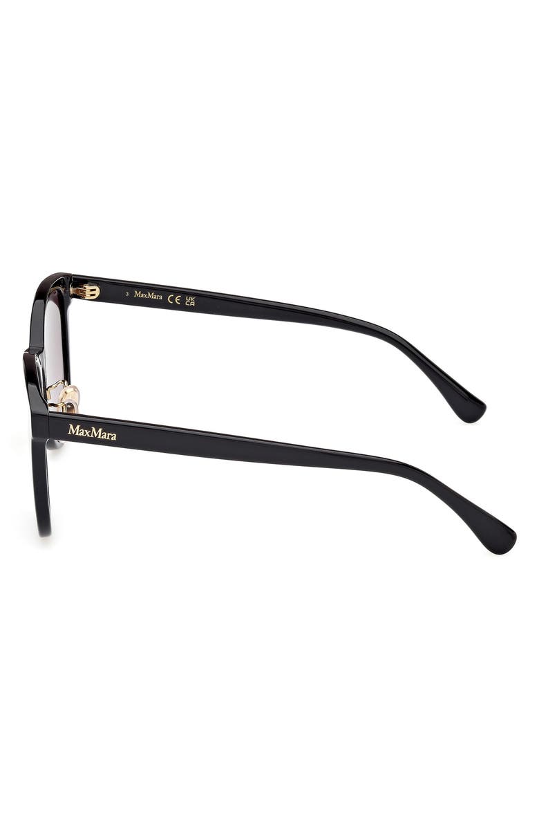 Max Mara 55mm Round Sunglasses, Alternate, color, Shiny Black / Gradient Smoke