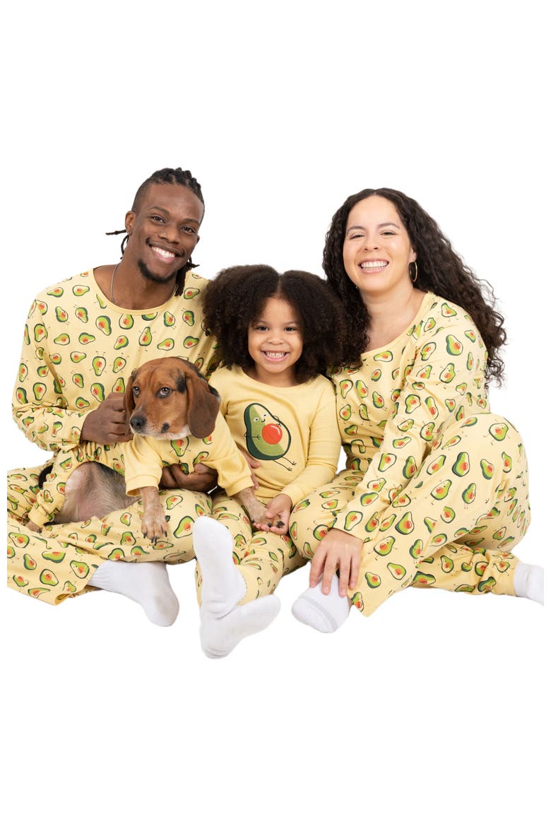 Kids Footed Cotton Matching Family Pajamas, Nature & Water Prints, Alternate, color, Avocado