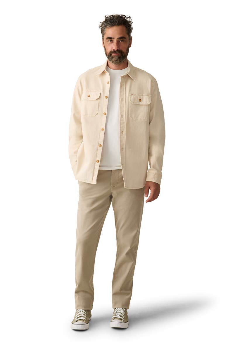 Faherty Sunwashed Stretch Canvas Button-Up Shirt Jacket, Alternate, color, Sea Salt