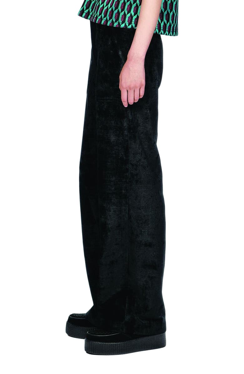 Anna Sui Velour Pants, Alternate, color, Black