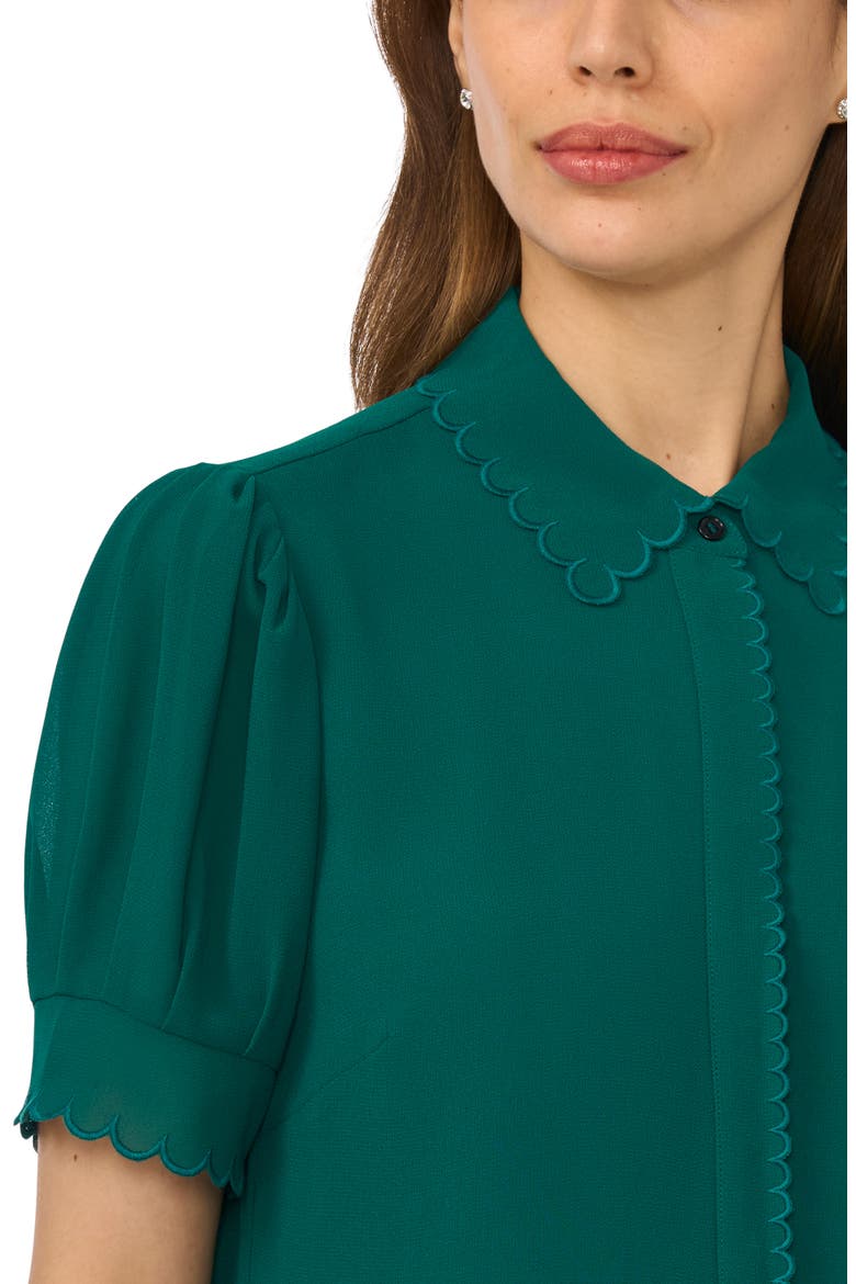 Scallop Trim Button-Up Shirt, Alternate, color, DEEP SPRUCE