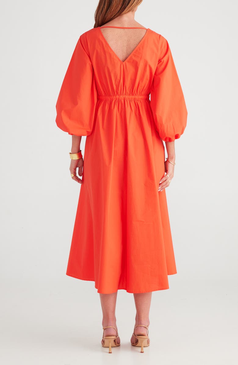 Brave+True Sunshine Drawstring Waist Midi Dress, Alternate, color, Mandarin