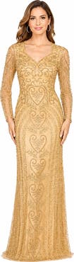 LARA New York Beaded Faux-Wrap V-Neck Bridal Gown